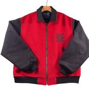 Pendleton Wool Blend‎ Bomber Jacket Red Black Native American Size Xl iUSA